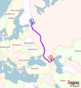 Маршрут из Владикавказа в Санкт-Петербург