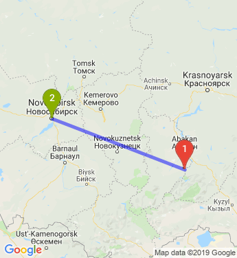 Маршрут из Саяногорска в Новосибирск