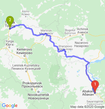 Маршрут из Абакана в Томск