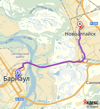 Маршрут из Новоалтайска в Барнаул