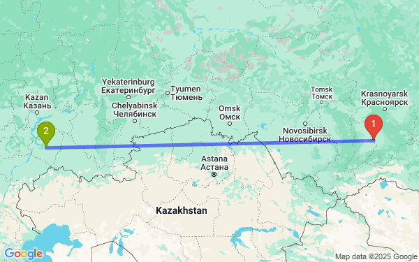 Маршрут из Абакана в Самару