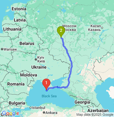 Маршрут из Севастополя в Тулу