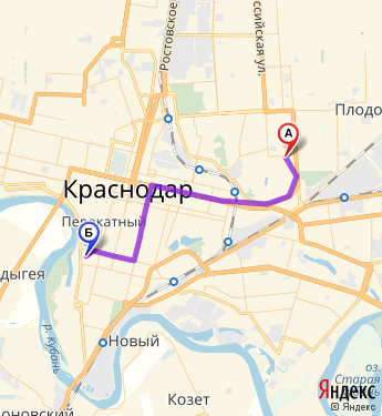 Маршрут из Краснодара в Ставропольскую