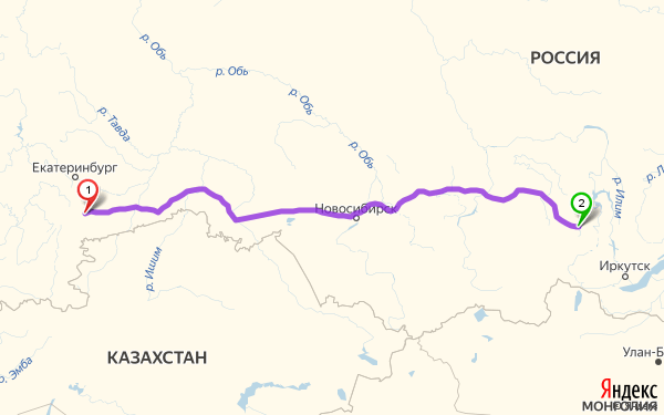 Маршрут из Челябинска в Тулун