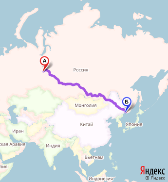 Маршрут из Нефтеюганска в Владивосток