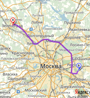 Маршрут из Зеленограда в Москву