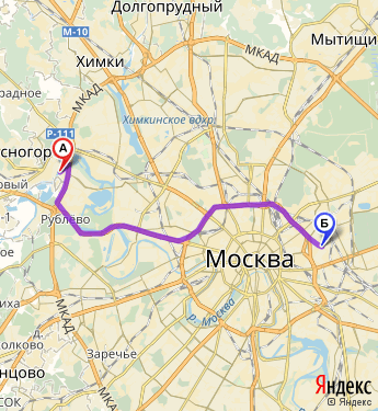 Маршрут из Чувареза в Москву