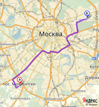 Маршрут из Московской Области в Москву