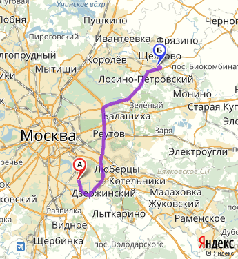 Маршрут из Москвы в Щелково-3