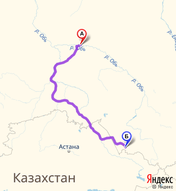 Маршрут из Сургута в Рубцовск