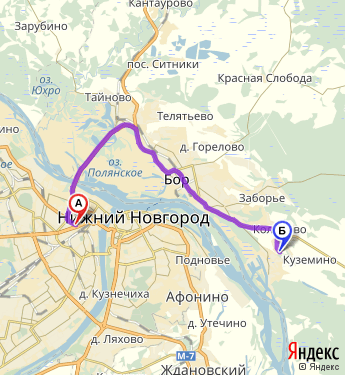 Маршрут из Нижнего Новгорода в Борского района