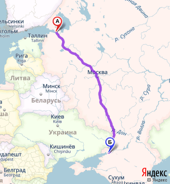 Маршрут из Санкт-Петербурга в Ростов-на-Дону