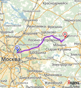 Маршрут из Марьино-3 в Москву