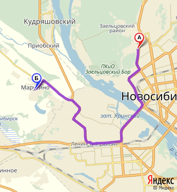 Маршрут из Новосибирска в Новосибирский район