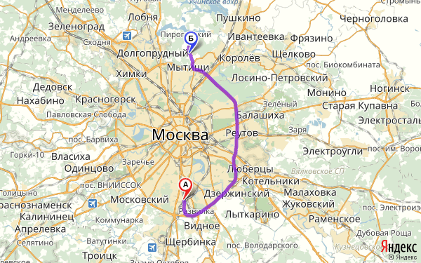Маршрут из Москвы в Ховрино