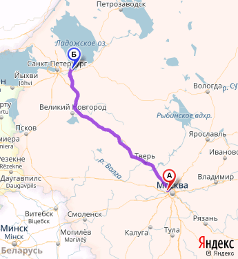Маршрут из Красногорска в 45 км Автодороги Санкт-Петербург-Псков