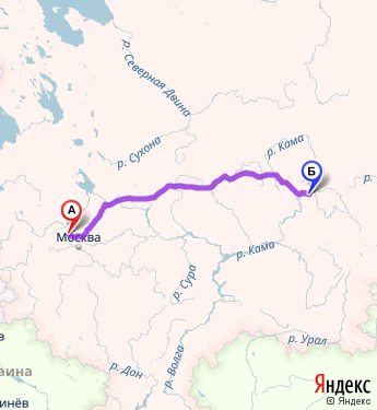 Маршрут из 74 км ш.москва-Нижнего Новгорода в Пермь