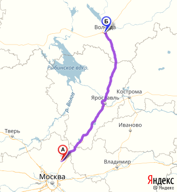 Маршрут из 62 км автодороги Москвы-Дубны в Вологду