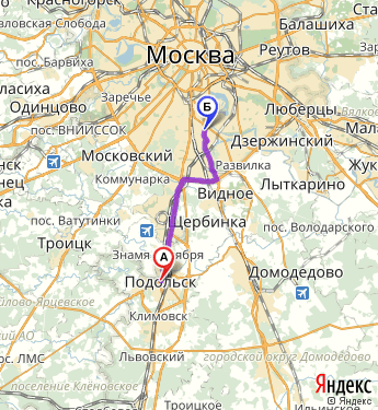 Маршрут из Подольска в Москву