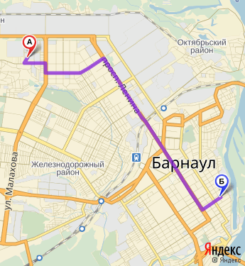 Маршрут по Барнаулу