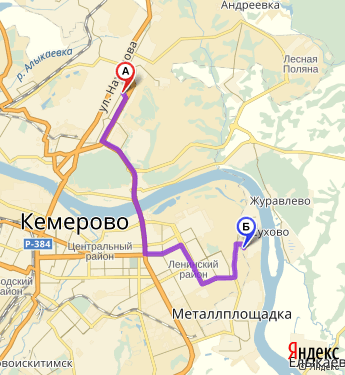 Маршрут из Кемерова в Сухово