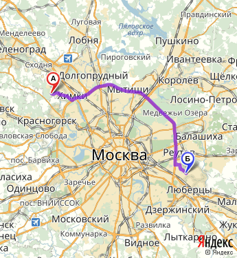 Маршрут из Химок в Москву