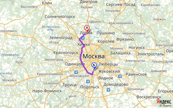 Маршрут из Лобни в Москву