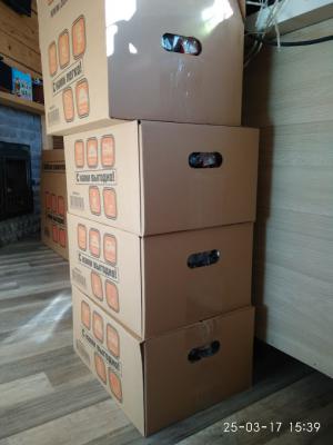Перевозка наборов продуктов питания в коробках из деревни Раёвой в Брянск