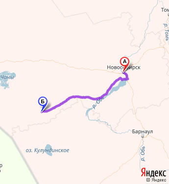 Маршрут из Новосибирска в Краснозерское