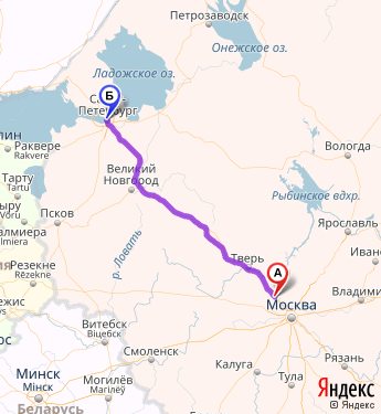 Маршрут из Солнечногорска в Санкт-Петербург