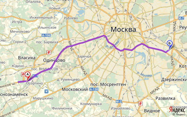Маршрут из 141 км автомобильной дороги м-1 в Москву