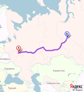 Маршрут из Москвы в Нефтеюганск