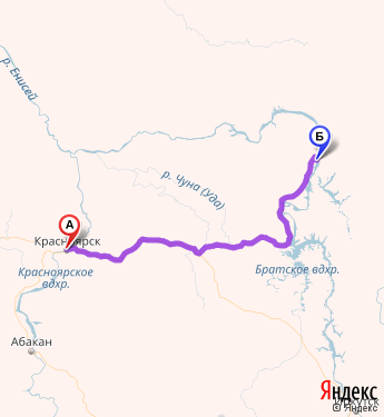 Маршрут из Красноярска в Усть-Илимск