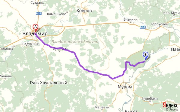 Муром на карте владимирской