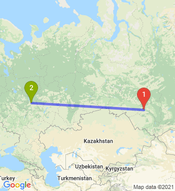 Маршрут из Новосибирска в на 37 км автодороги Н. Новгород-Павлова