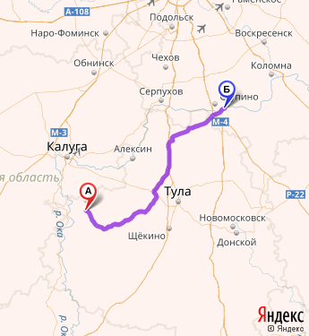 Маршрут из Суворова в Каширу