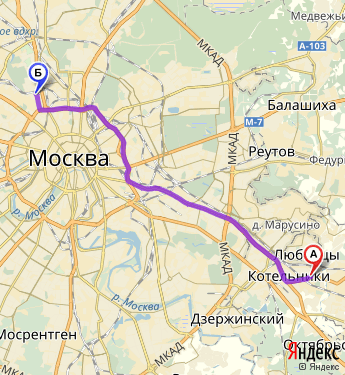 Маршрут из Томилина в Москву