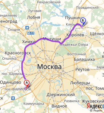 Маршрут из Москвы в Ивантеевку
