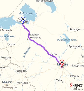 Маршрут из Немчиновки в Санкт-Петербург