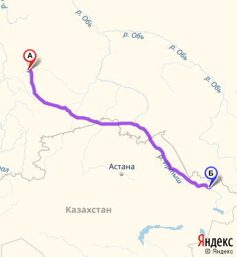 Маршрут из Качканара в Усть-Каменогорска