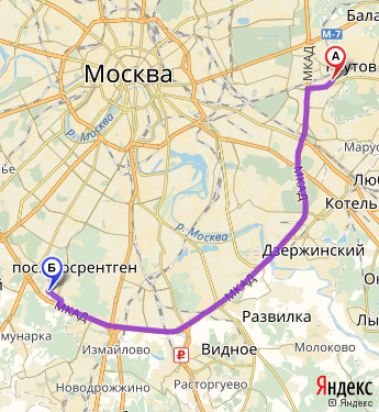 Маршрут из  в Москву