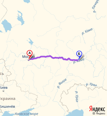 Маршрут из Москвы в Нижнекамск