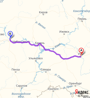 Маршрут из Уфы в Нижний Новгород