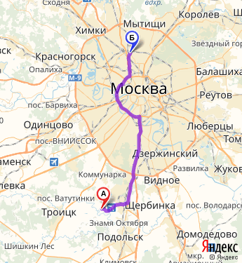 Маршрут из деревни Никульской в Москву