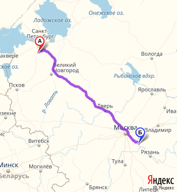 Маршрут из 45 км Автодороги Санкт-Петербург-Пскова в Воскресенск