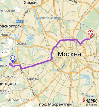 Маршрут из Москвы в Ромашково
