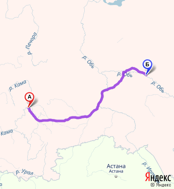 Маршрут из Перми в Нижневартовск