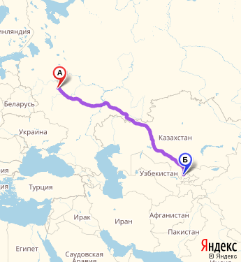 Маршрут из Москвы в Узбекистан
