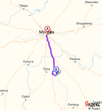 Маршрут из Москвы в Новомосковск