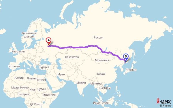 Расстояние от владивостока до москвы карта